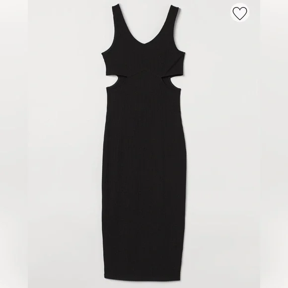 knee length dresses for ladies H&M Women's Black V-Neck Short Cap Sleeve Tie Waist A-Line Midi Dress – Brie main image 0